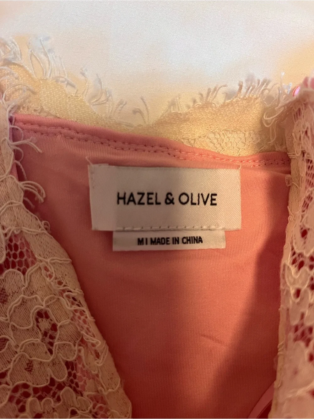 Sequin Slip Mini Dress with Cream Lace Trim in Pink - Picture 7 of 7